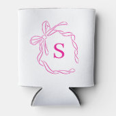 Roze Coquette Bow Monogram Blikjeskoeler (Voorkant)