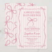 Roze Coquette Bow Pastel Baby shower Kaart (Voorkant / Achterkant)