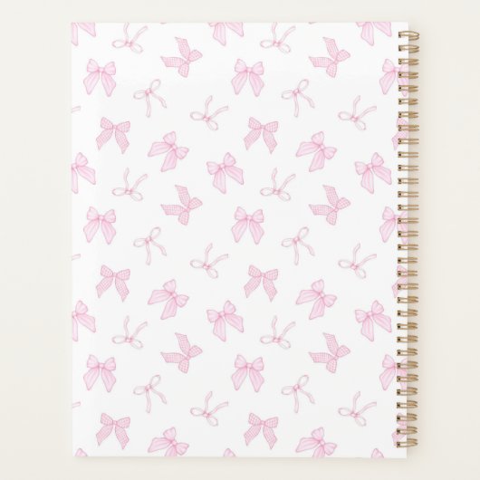 Roze Coquette Bow Personaliseer Planner (Achterkant)