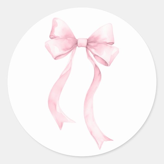 Roze Coquette Bow Ronde Sticker (Voorkant)