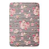 Roze Coquette Bow  Rozen Zwart Strepen Badmat (Voorkant Verticaal)