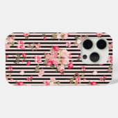 Roze Coquette Bow Rozen Zwart Strepen Case-Mate iPhone Case (Achterkant (horizontaal))