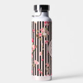 Roze Coquette Bow  Rozen Zwart Strepen Waterfles (Rechts)