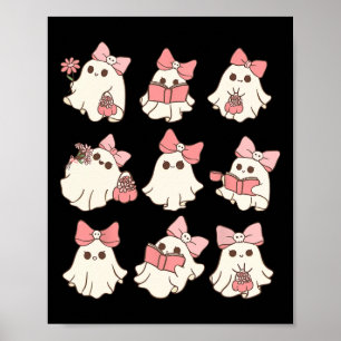 Roze Coquette Bow Schattigee Ghost Halloween Spook Poster