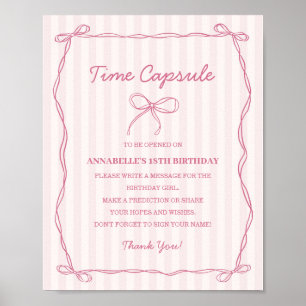 Roze Coquette Bow Time Capsule Verjaardagsspel Poster