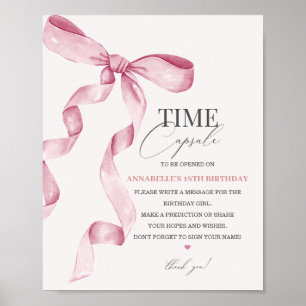 Roze Coquette Bow Verjaardag Tijd Capsule Party Si Poster