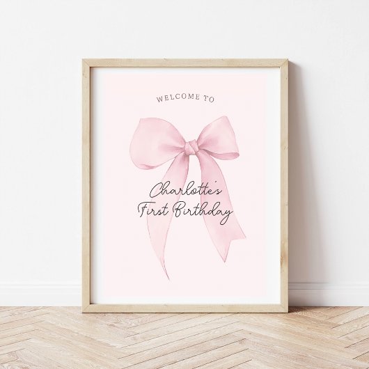 Roze Coquette Bow Verjaardag Welkom Poster