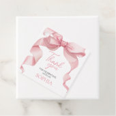 Roze Coquette Bow Verjaardagsfeest Plein Favoriet Bedankjes Labels (In situ)