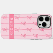 Roze Coquette Bows Moderne gepersonaliseerde naam  Case-Mate iPhone Case (Achterkant (horizontaal))
