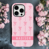 Roze Coquette Bows Moderne gepersonaliseerde naam  Case-Mate iPhone Case