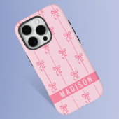 Roze Coquette Bows Moderne gepersonaliseerde naam  Case-Mate iPhone Case