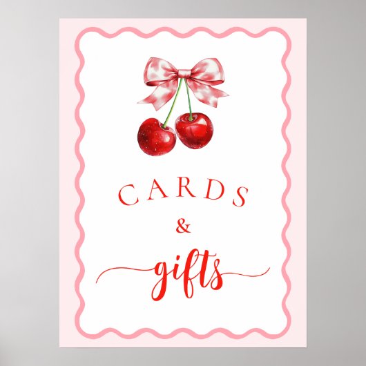 Roze Coquette Cherry Kaarten & geschenken Poster (Voorkant)