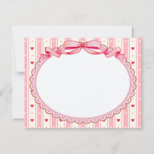 Roze Coquette Esthetisch Frame met Strik en Hartje Notitiekaartje