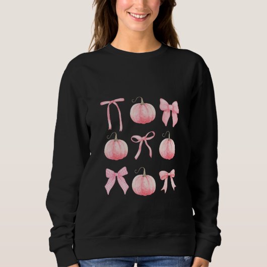 Roze Coquette Halloween pompoenen Trui (Voorkant)
