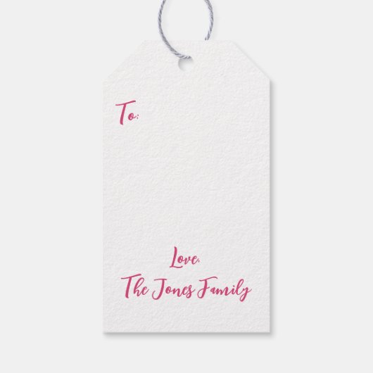 Roze Coquette Kerstboom, Custom Cadeaulabel (Achterkant)