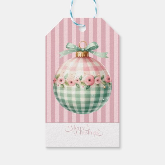 Roze Coquette Kerstmis Cadeaulabel (Achterkant)