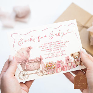Roze Coquette Koffer Baby Shower Boeken voor Baby Informatiekaartje