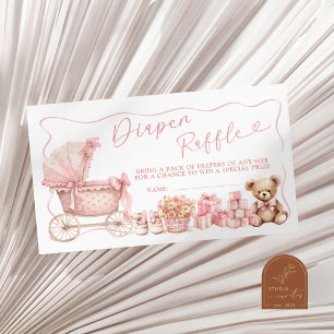 Roze Coquette Koffer Baby Shower Luier Raffle E Informatiekaartje