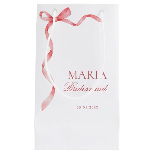 Roze Coquette Lint Boog Bruidscadeaus Bruidsmeisje Klein Cadeauzakje (Voorkant)