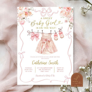 Roze Coquette Meisje Babykleding Baby shower Kaart