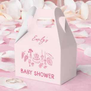 Roze coquette modern handgetekende baby shower bedankdoosjes