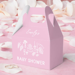 Roze coquette modern handgetekende baby shower bedankdoosjes