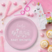 Roze coquette modern handgetekende baby shower papieren bordje (Feest)