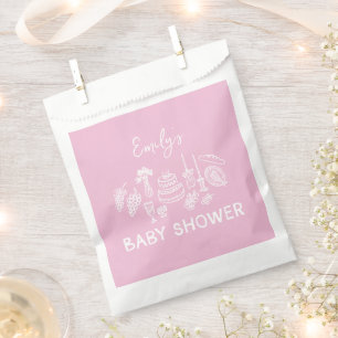 Roze coquette moderne handgetekende babyshower bedankzakje