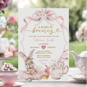Roze Coquette Parel Brouwende Konijn Meisje Baby S Kaart