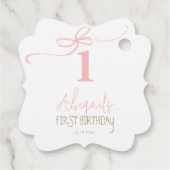 Roze Coquette Peter het Konijn 1e Verjaardag Bedankjes Labels (Achterkant)