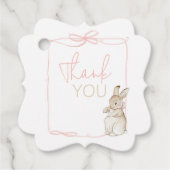 Roze Coquette Peter het Konijn 1e Verjaardag Bedankjes Labels (Voorkant)