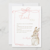 Roze Coquette Peter het Konijn 1e Verjaardag Bedankkaart (Voorkant)