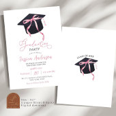 Roze Coquette Strik Afstudeerfeest Kaart