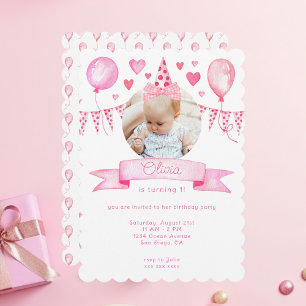 Roze Coquette Strik Baby Meisje Verjaardag Hoed Af Kaart