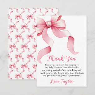 Roze Coquette Strik Baby Shower Bedankkaart