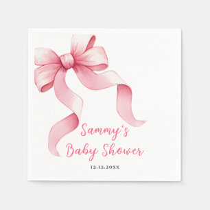 Roze Coquette Strik Baby Shower Servet