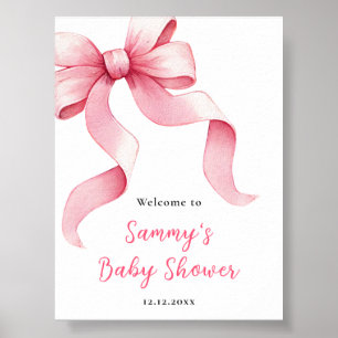 Roze Coquette Strik Babyshower Welkom Bord Poster