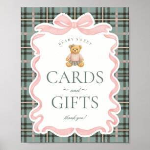 Roze Coquette Strik Beer Plaid Kaarten & Cadeaus Poster