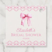 Roze Coquette Strik Bruidsmeisjesfeest Bedankjes Labels (Achterkant)