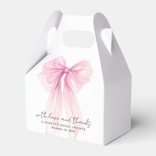 Roze Coquette Strik Bruiloft Feest Bedankt Bedankdoosjes (Voorkant Zijde)