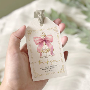 Roze Coquette Strik Bruiloftsborrel Cadeaulabel