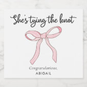 Roze Coquette Strik Bruiloftsfeest Sparkling Wijnetiket (Enkel label)