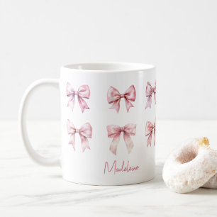 Roze Coquette Strik Custom Naam Koffiemok