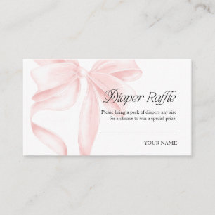 Roze Coquette Strik Diaper Raffle Bijlagekaart Informatiekaartje