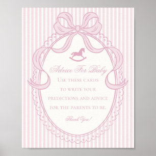 Roze Coquette Strik Paard Advies voor Baby Poster