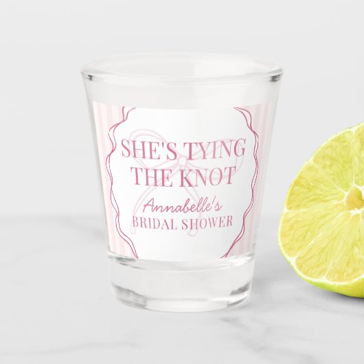 Roze Coquette Strik Pastelkleurige Bruidsdouche Fa Shot Glas (Voorkant)