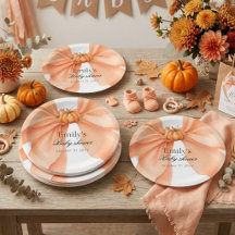 Roze Coquette Strik Pompoen Baby Shower Papieren B