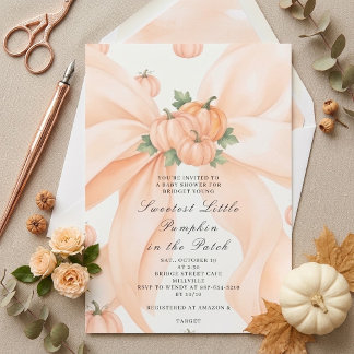 Roze Coquette Strik Pompoen Meisje Baby Shower Uit Kaart