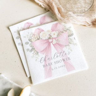 Roze Coquette Strik Roos Baby in bloei baby Shower Servet