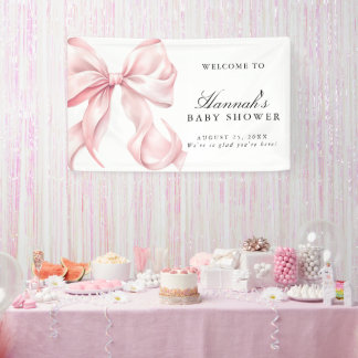 Roze Coquette Strikje Meisje Baby Shower Welkom Bo Spandoek